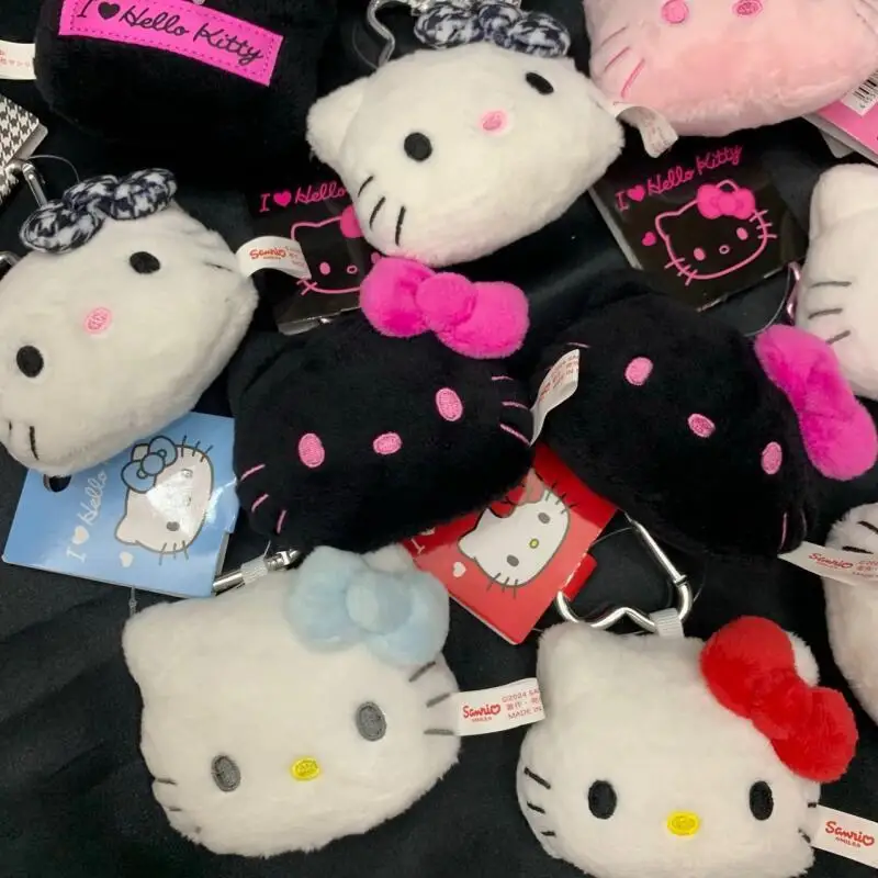 

Cute Hello Kitty Keychain Set Kawaii Multicolor Bow Stuffed Toy Pendant With Heart Carabiner Bag Charm Perfect Gift For Fans