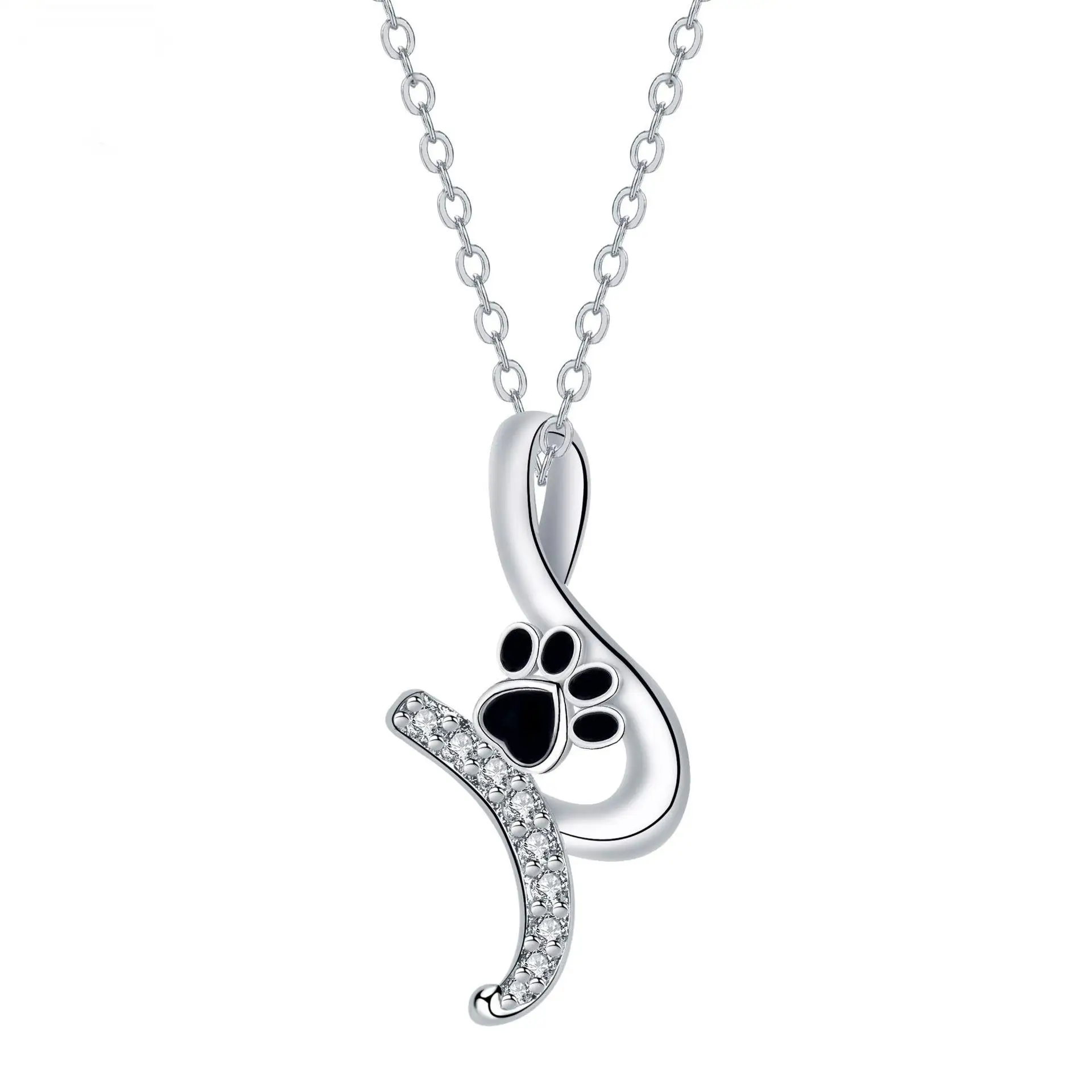 

Kitykiss Fashion European and American Cute Pet Paw Print Pendant Necklace, Women's High-end Jewelry