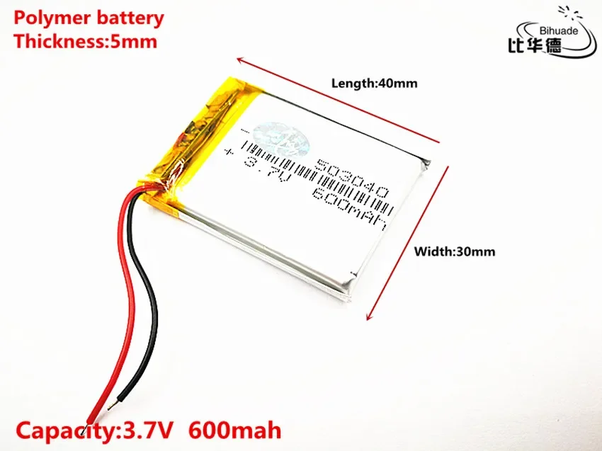 5pcs Liter energy battery Good Qulity 3.7V,600mAH,503040 Polymer lithium ion / Li-ion battery for TOY,POWER BANK,GPS,mp3,mp4