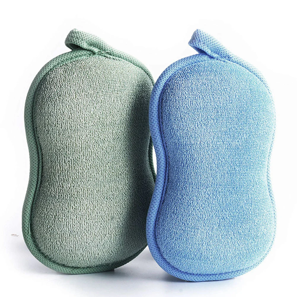 

2pcs Kids Double-sided Bath Sponge Pads Bath Exfoliating Scrubber Body for Shower and Spa (Blue + Green)