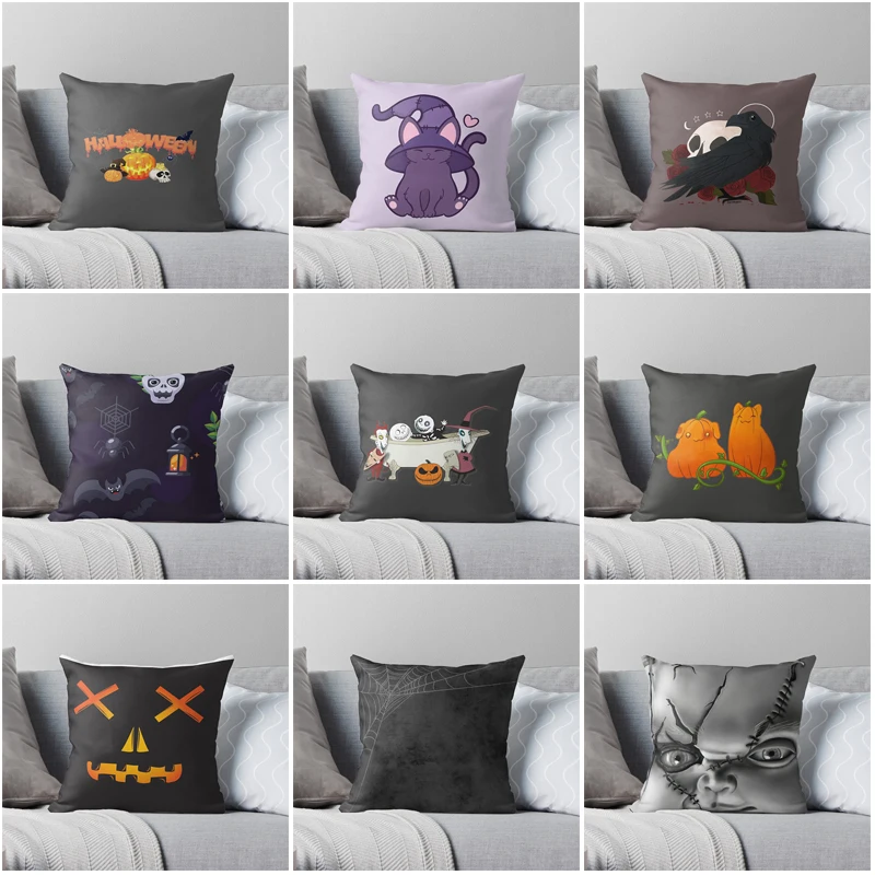 Decorative Home pillow case Cushion covers autumn nordic Modern Living Room sofa House bed halloween pumpkin 60*60 40*40 fear