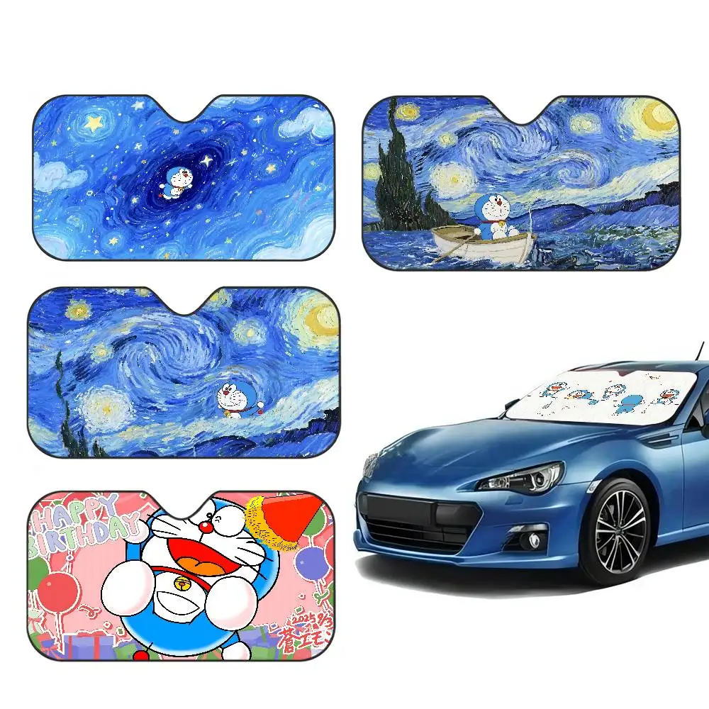 Funny D-Doraemons Cartoon Novelty Car Front Windshield Sunshade 70x130cm Cartoon Foils Car Window Windscreen Cover