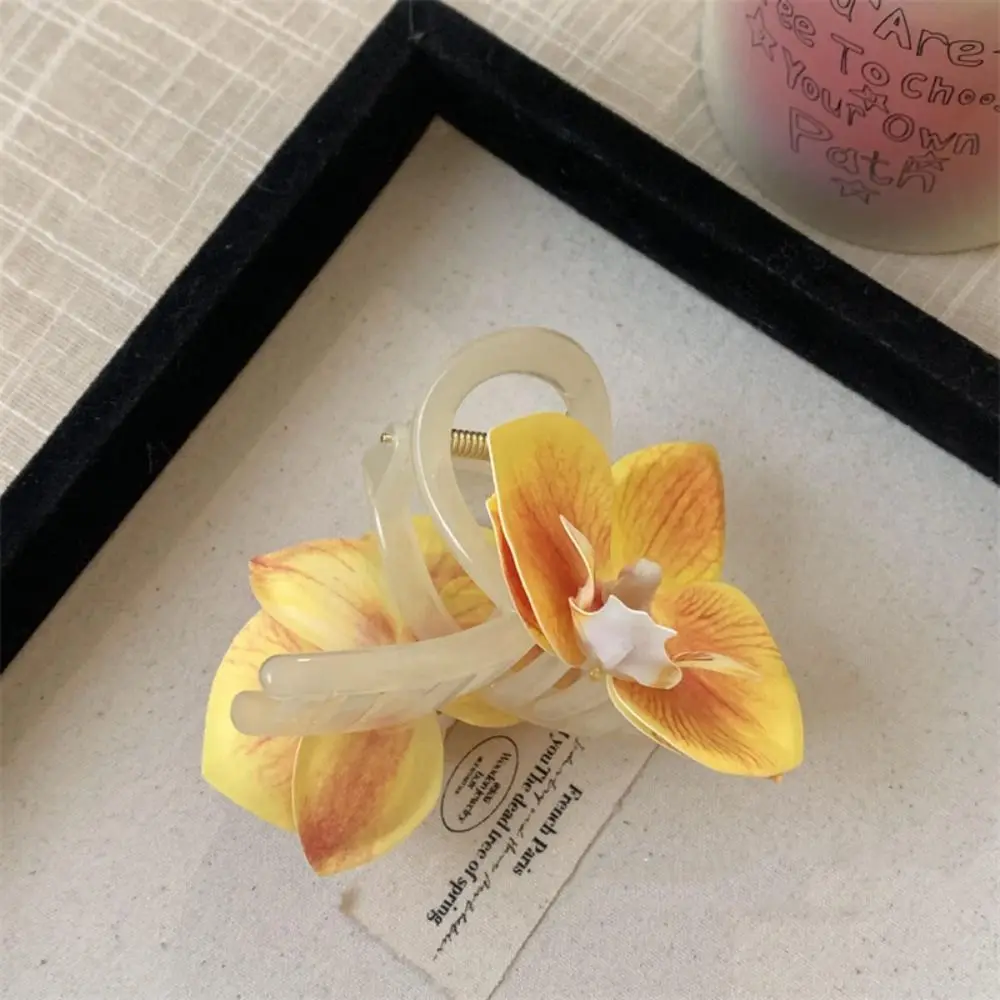

Butterfly Orchid Flower Hair Claw Cloth Ponytail Clip Orchid Hair Clip Bohemia Barrettes Korean Style Headwear Large Shark Clip