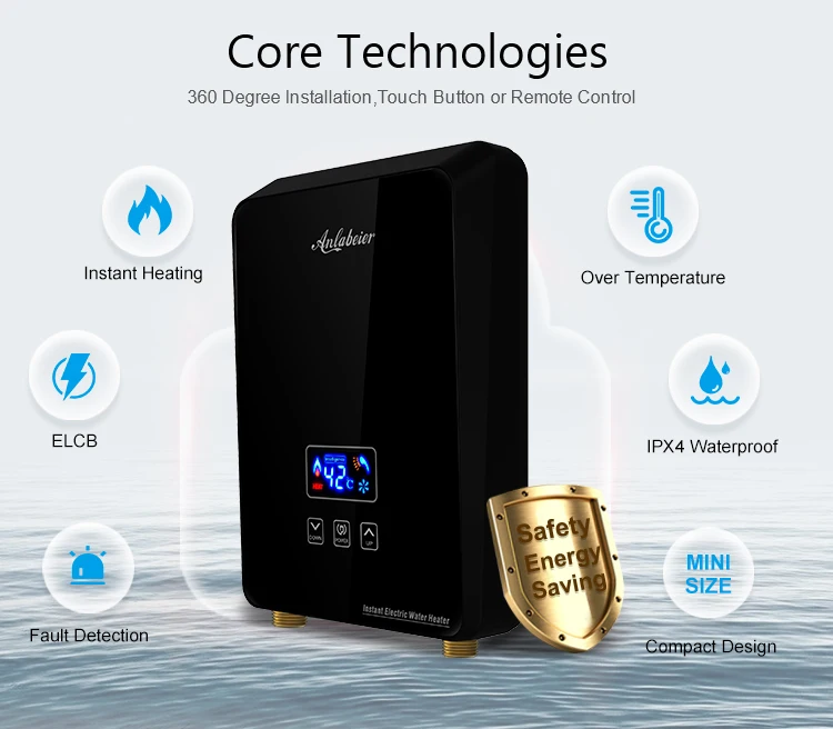 220V 6000W Wifiリモコン付きアンラビアタンクレス電気温水ポータブル電気シャワー