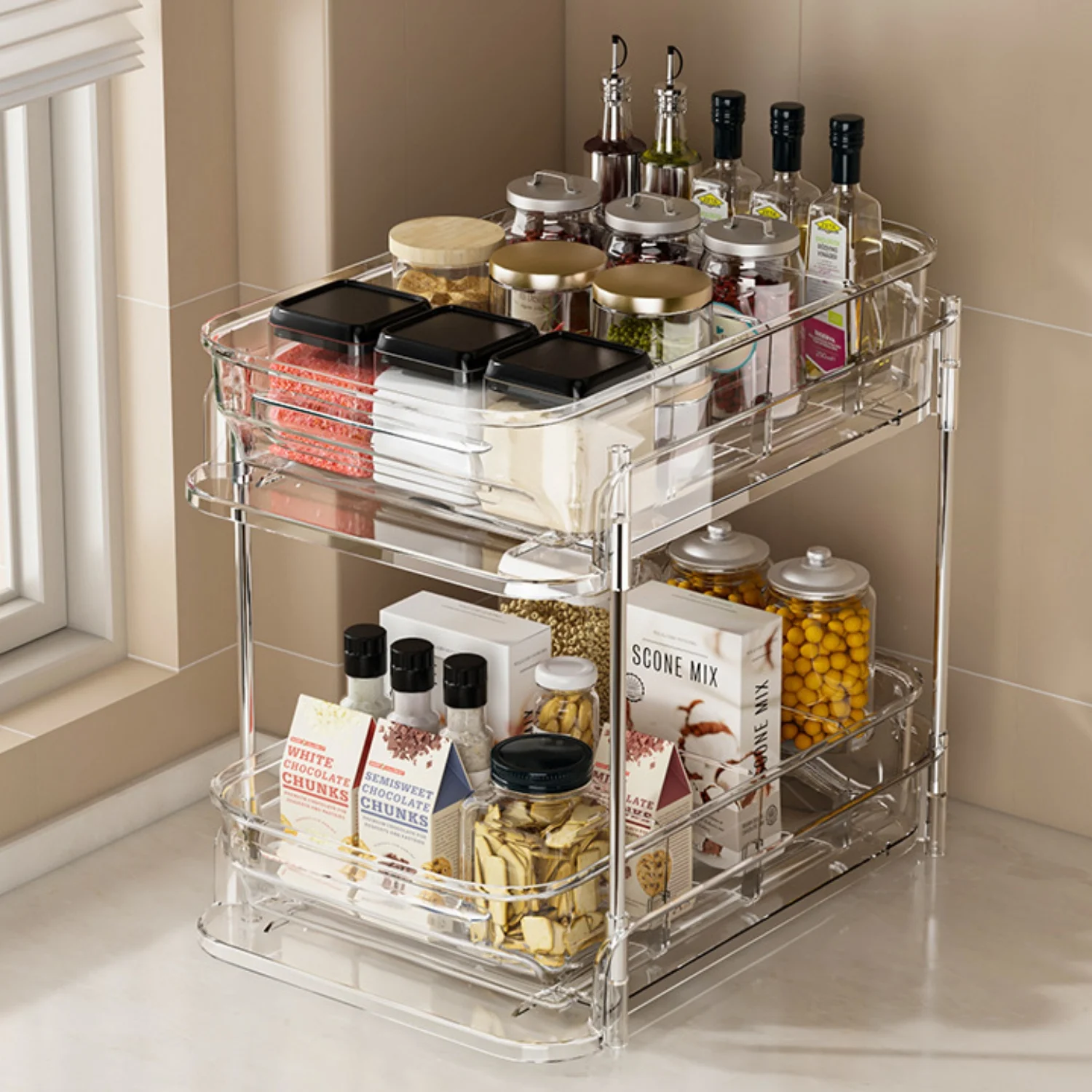 

New Desktop Organizer Rack 2/3 Tiers Acrylic Storage Shelf For Bathroom Kitchen Living Room Household Organizer Holder 2025