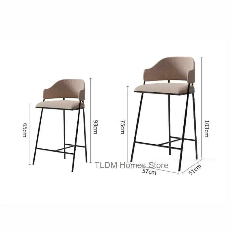 Modern Minimalist Bar Furniture Nordic Iron Bar Chairs Backrest High Stool Light Luxury Bar Chair Creative Home kitchen Chair