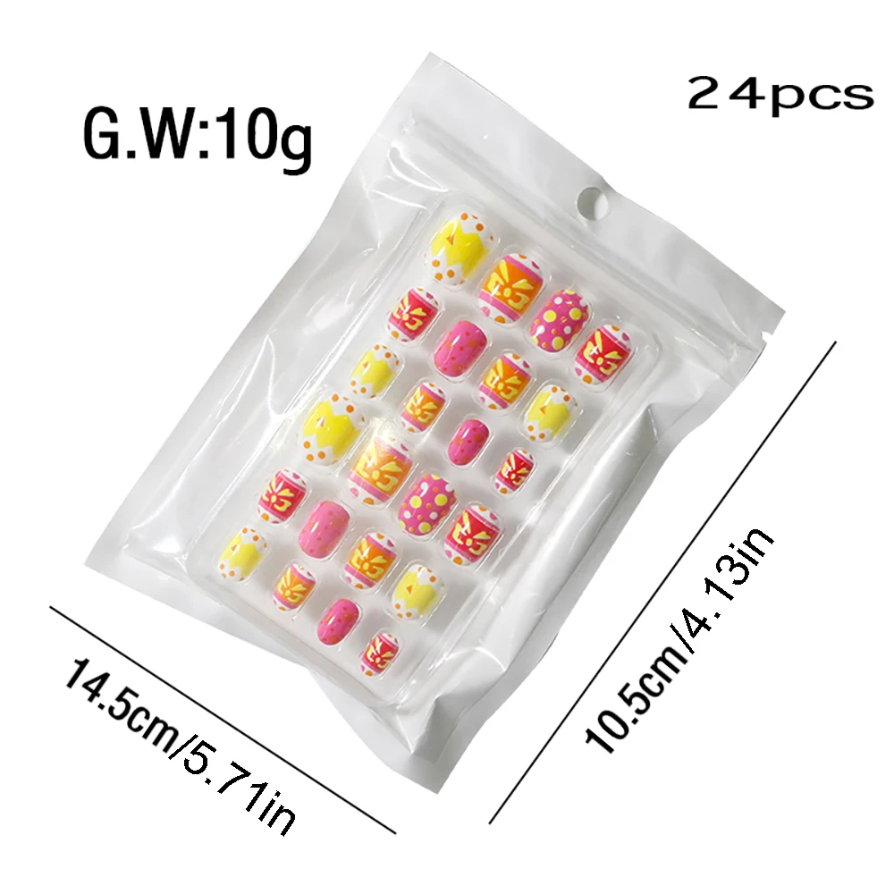 24 pièces couleur bonbon couverture complète auto-adhésif faux ongles conseils de manucure Nail Art faux ongles