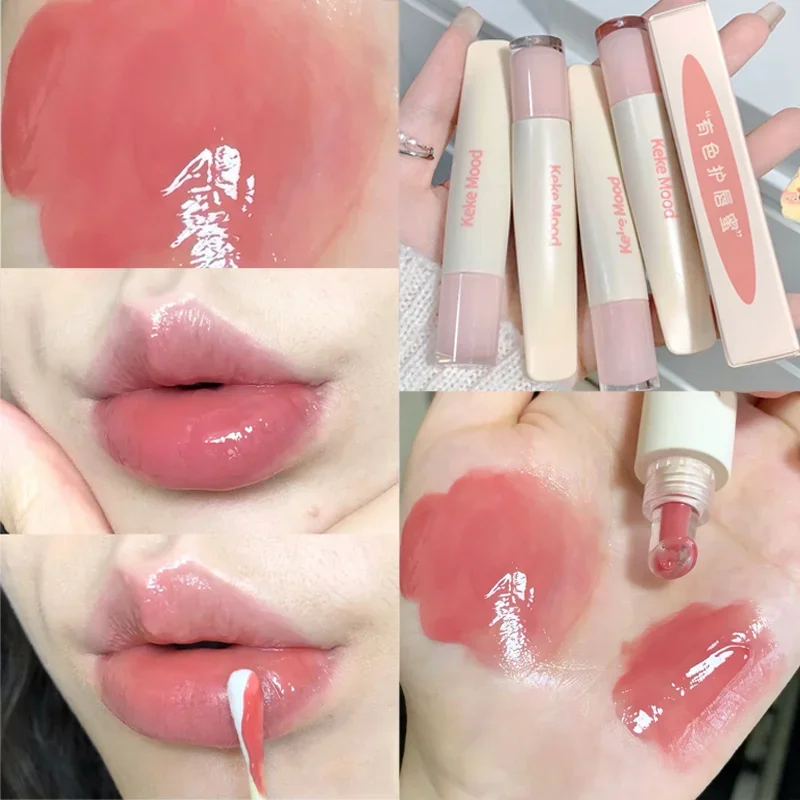 4 Colors Moisturizing Jelly Lip Gloss Makeup Lasting Easy To Wear Hydrating Lip Glaze Crystal Mirror Liquid Lipstick Lips Care