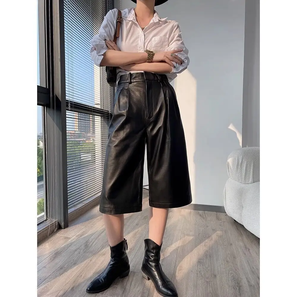 Women Ankle-Length Pants 100% Natural Genuine Sheep Leather Real Sheep Leather Pants Trousers high-quality H719