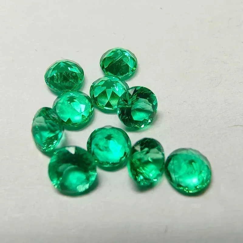 مختبر نمت الزمرد 3.2-4.0 مللي متر شكل دائري سحر الأحجار الكريمة خاتم قلادة أقراط المواد الرئيسية المتاحة شهادة #2