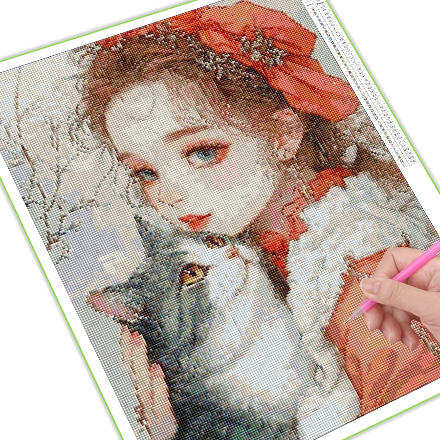 Diy Full Mosaic Art Cartoon Diamond Painting New Collection Girl Cat Rhinestone Embroidery Picture Cross Stitch Kits Wall Decor