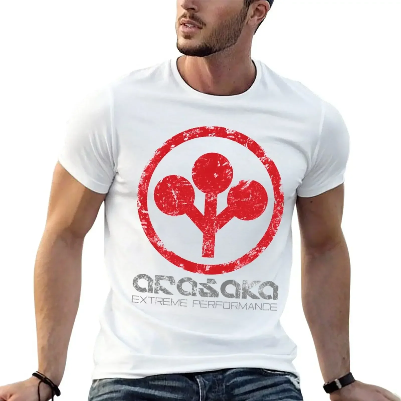 Distressed Arasaka Corp Logo T-Shirt graphics outfits graphic tees blacks heavyweight t shirts for men harajuku men's t-shirts.