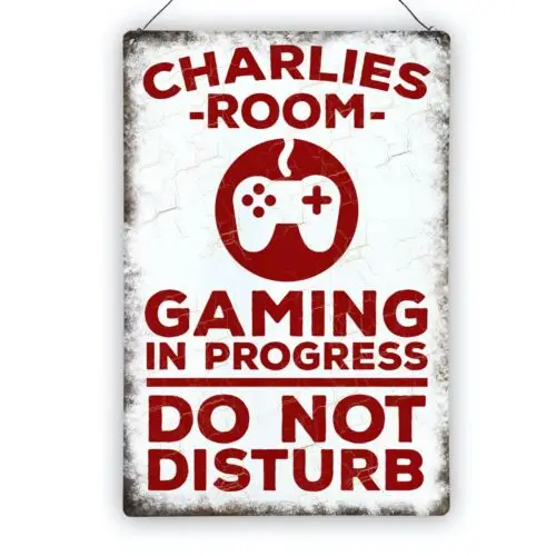 Personalised Gaming in Progress Door Sign Metal Do Not Disturb 200 x 300mm