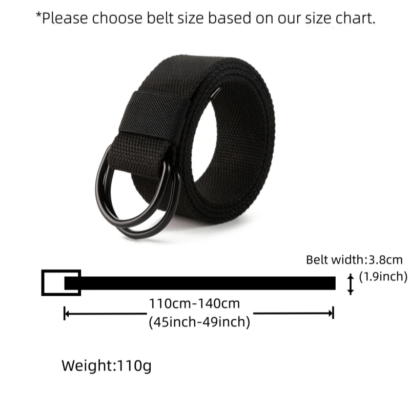 Tactical Canvas Men Belt High Quality Unisex Double D-Ring Buckle Waistband Casual Canvas Female Belt Fabric For Jeans