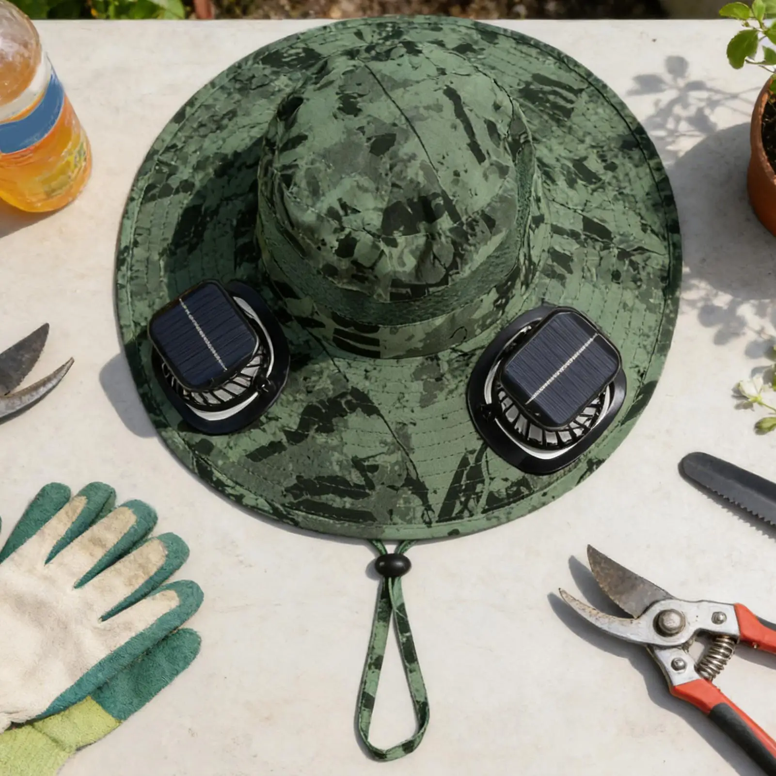 

Солнцезащитная шляпа с вентилятором для велоспорта, широкополая шляпа для защиты от солнца на открытом воздухе, для летних прогулок, для садоводов, рыбаков, для кемпинга, пляжа, для гольфистов