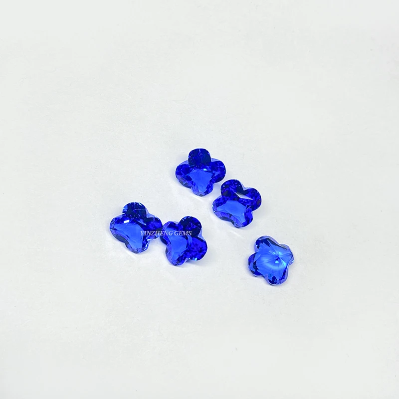 Manufacture Lab grown Cobalt Spinel four leaves clover cut shape Loose gemstone for earrings Jewelry making material