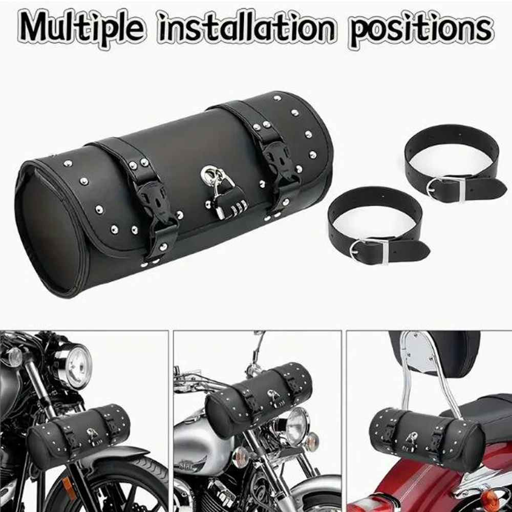 Universal Motorcycle Side Bag Retro PU Leather Saddle Bag Luggage Tool Side Bag For Sportster XL883 Cafe Racer Honda Yamaha