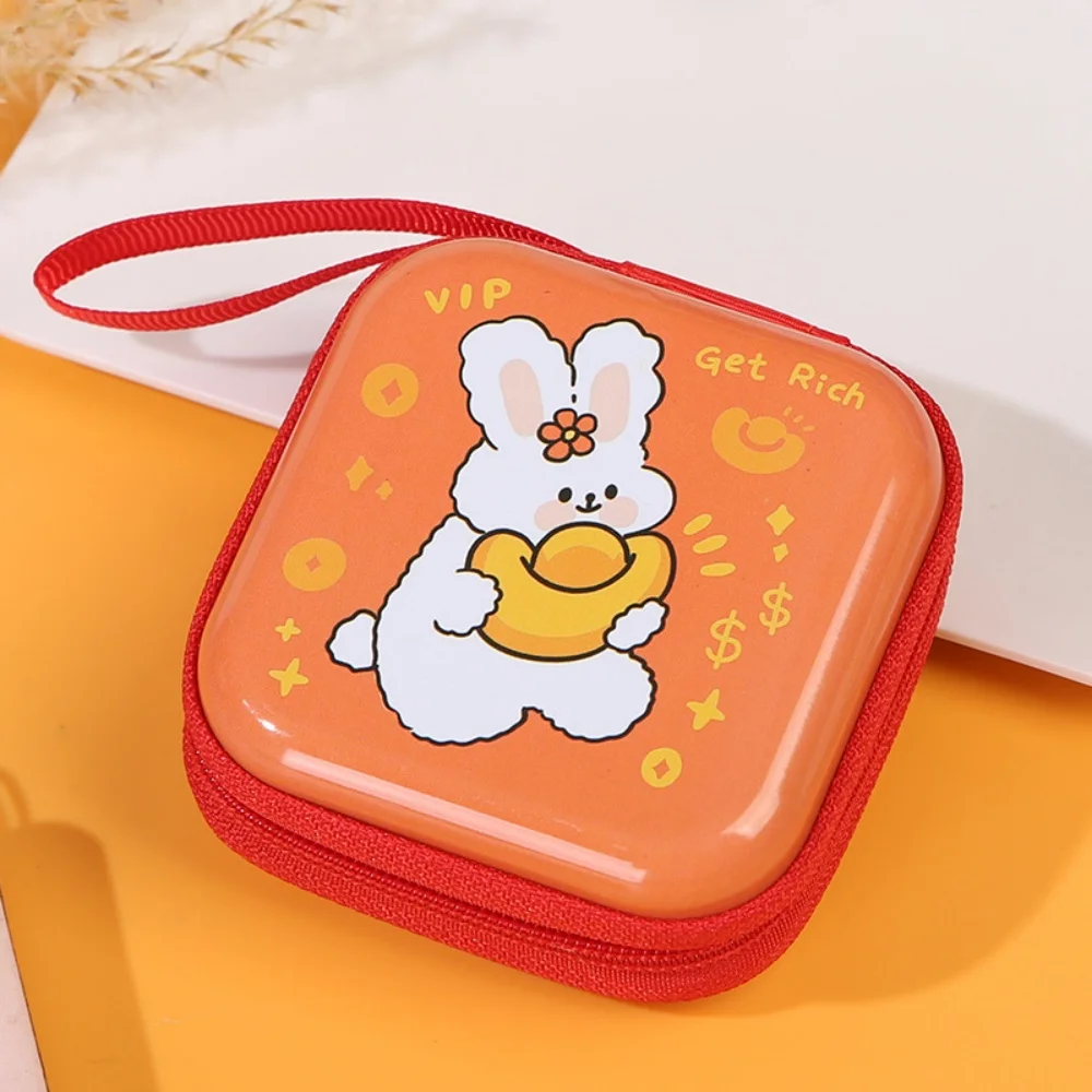 Creative Square Tinplate Coin Purse Cartoon Animals Storage Bag Mini Wallet Portable Zipper Headphone Key Bags Children's Gift