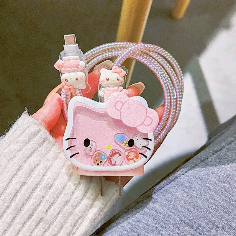 

Cute Cartoon AndWobble KT Data Cable Protective Cover for IPhone 20W Kawaii Charging Head Protection Sleeve Bag