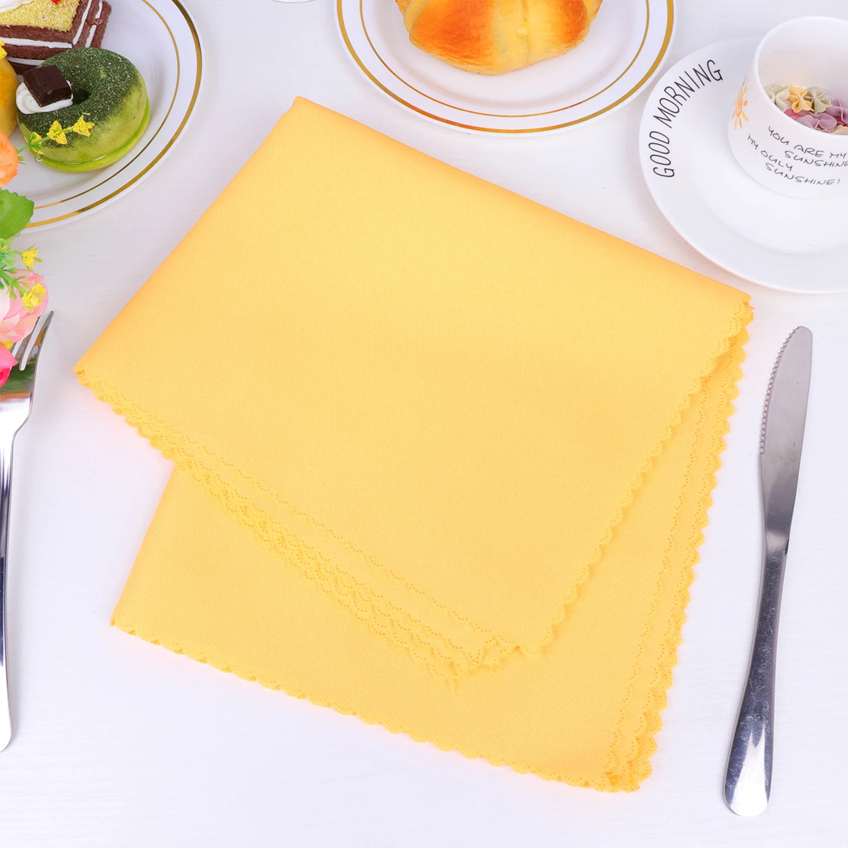 Solid Color Napkin Cloth Washable Linen Placemat Banquet Red Simple Style Tableware Pad Elegant Dinner Useful