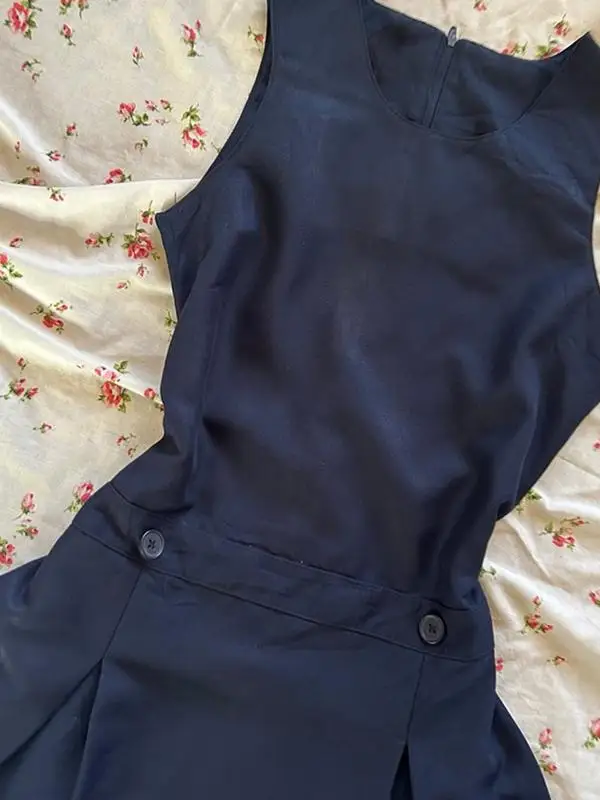 Vestido azul sem mangas, design original, emaecimento, curto, linha a, estilo vintage, cintura reunida, moda verão, vestido...