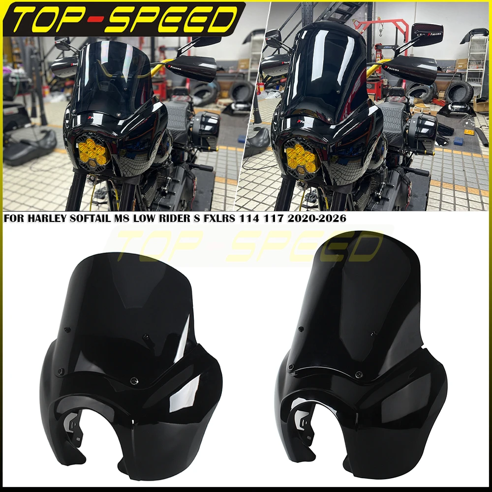 Motorcycle Headlight Fairing Cover Front Mask Head Light Mount Kit For Harley Softail Low Rider S FXLRS 114 117 2020-2026 Cowls