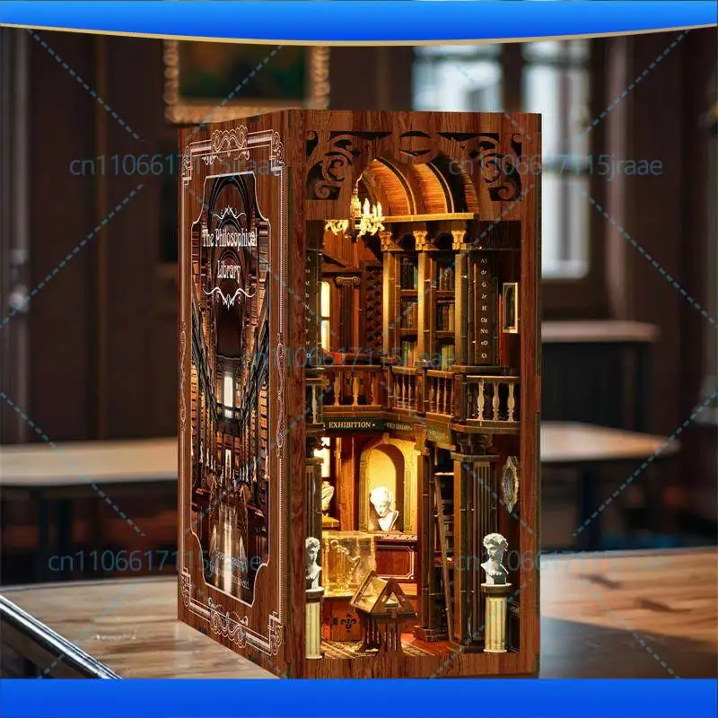 

Ретро-философия, классика, библиотека, подставка для книг, деревянная головоломка, трехмерная головоломка ручной работы, миниатюрный дом