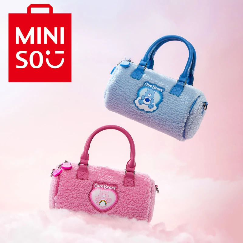 

Miniso Care Bears Pink Paradise Series Boston Bag Anime Peripheral Lamb Plush Crossbody Bag Girl Heart Fashion Item Kawai Gifts