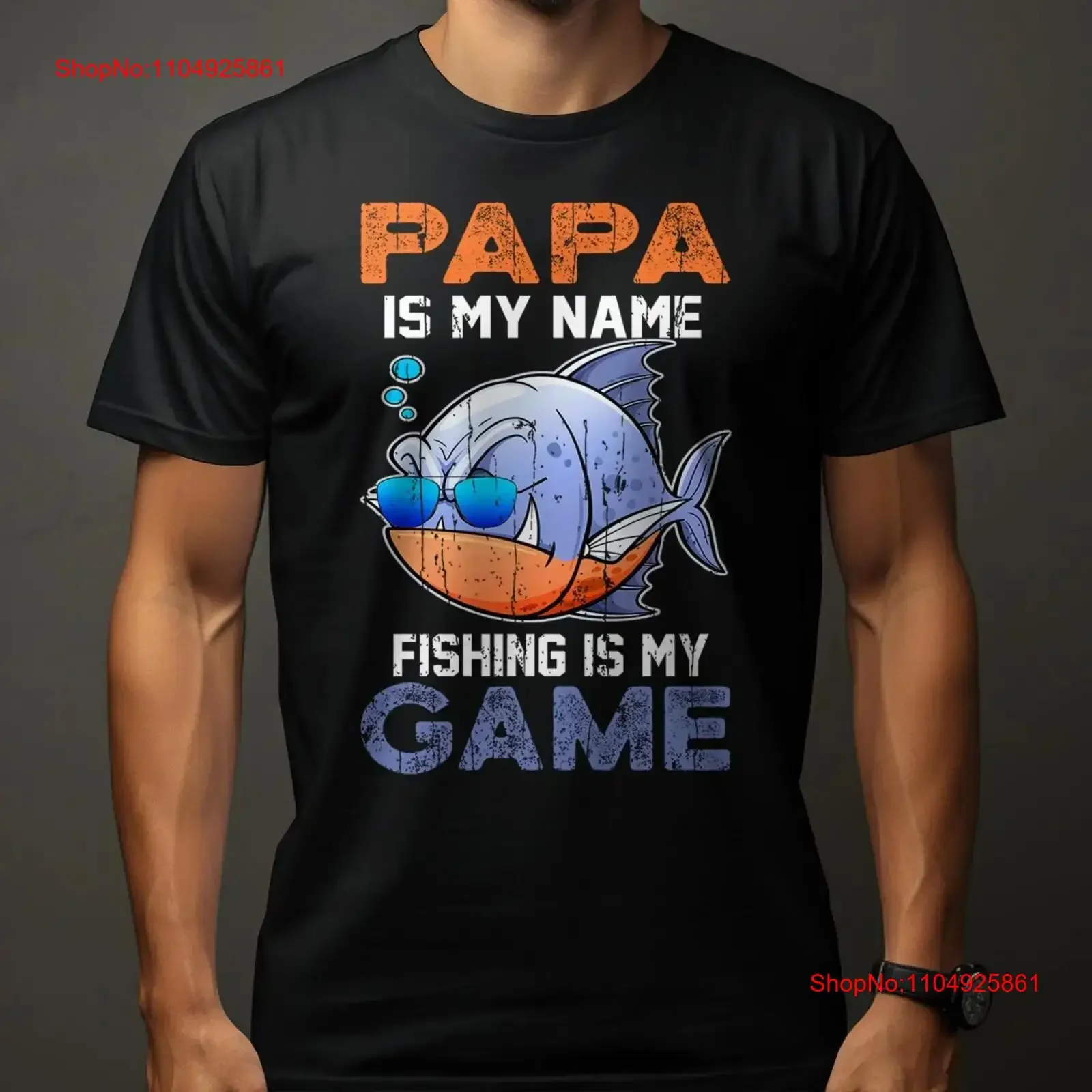 

Футболка Fun Papa Game с милым дизайном рыбок, идеально подходящая для отца, повседневная футболка для папы, уникальный мужской крутой топ, винтажный стираный растягивающийся
