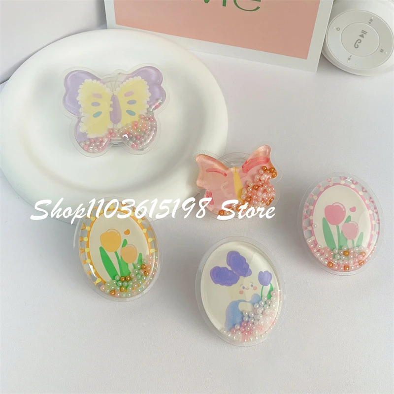 

Корейский милый мультфильм бабочка цветок ручка Tok держатель для телефона жидкие зыбучие руки подставка Griptok для телефона универсальные аксессуары палец