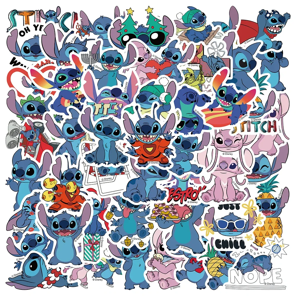 

50pcs Disney Kawai Stitch Stickers for Phone Laptop Diary Guitar Suitcase Graffiti Waterproof Cartoon Sticker Decals Kids Toy