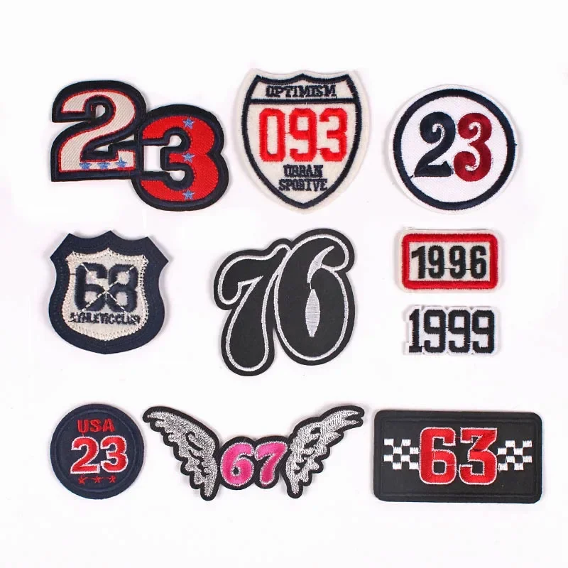 

100pcs/Lot Embroidery Patch Number 76 23 Age Year Date Letter Hat Shirt Bag Clothing Decoration Accessory Craft Diy Applique