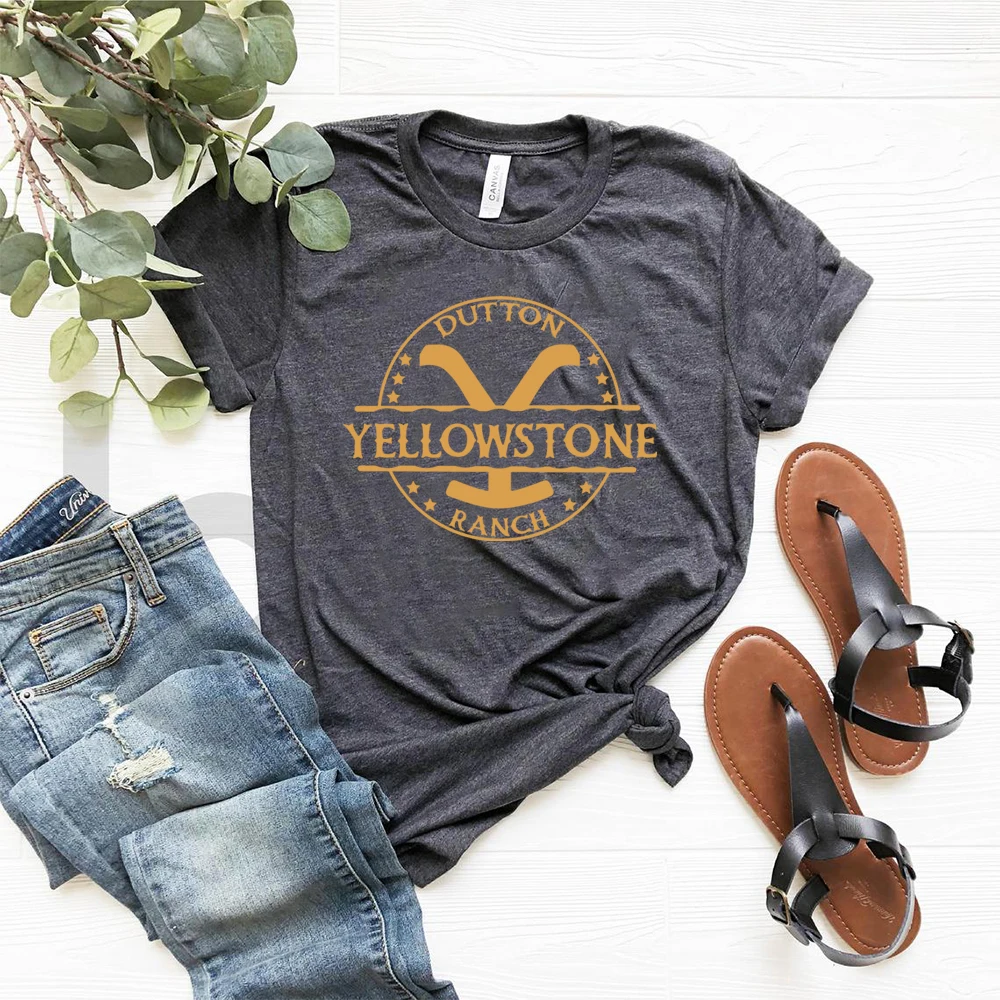 Retro Yellowstone T-shirt Yellowstone Dutton Ranch Shirt Rip Wheeler Unisex Short Sleeve Tees Vintage Tv Show Inspired Fans Tops