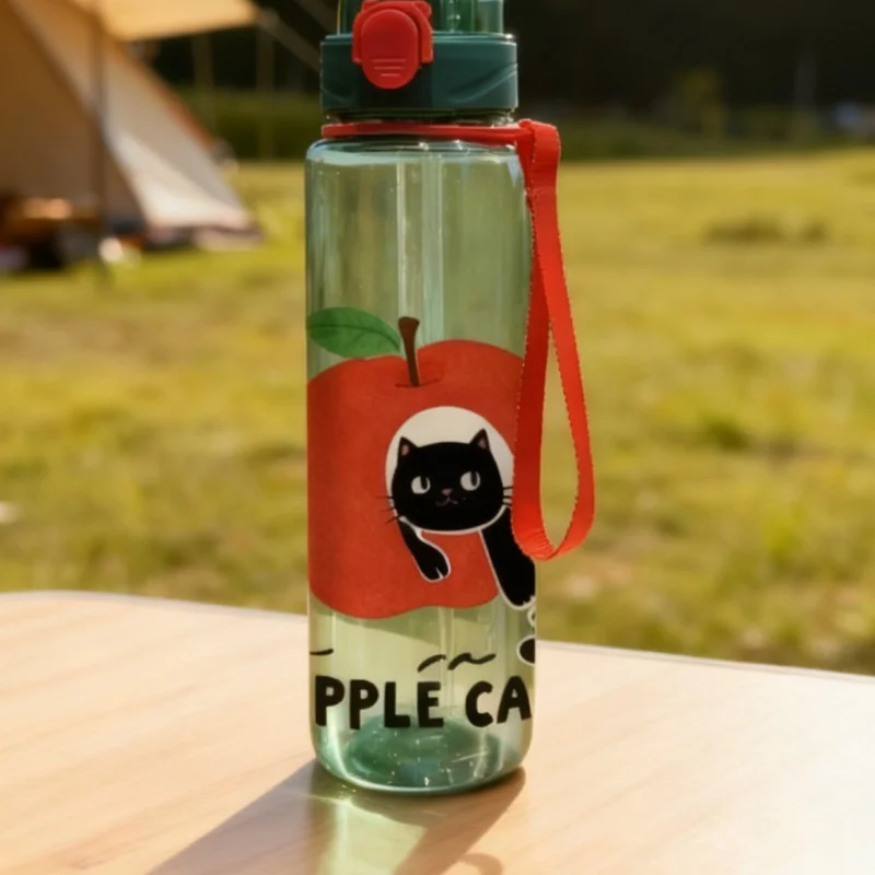 كوب ماء شفاف مطبوع ثلاثي الأبعاد بأنماط كرتونية لطيفة على شكل قطة - ألوان زاهية، مقاوم للبهتان، متين ومتعدد الاستخدامات للاستخدام في الهواء الطلق #6