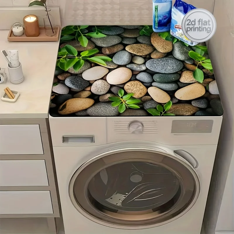 

1pc Non-Slip Heat-Resistant Fast Absorbent Polyester Washer & Dryer Cover Protector Mat - Dish Drying Mat with Flannel Backing f