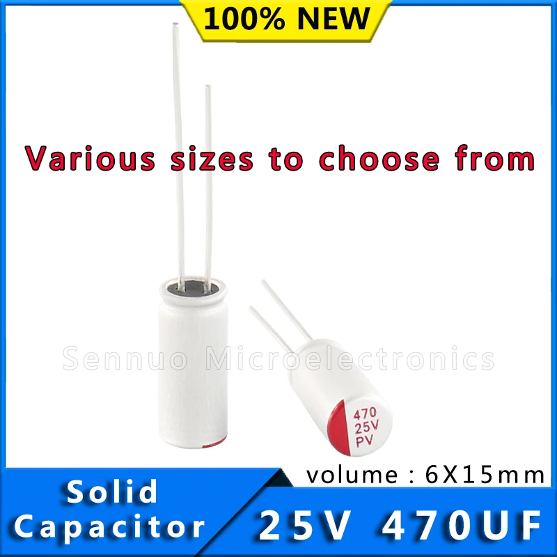 

10pcs Capacitors 470 uf 25v Solid Electrolytic Capacitors 25v 470uf 6x15 Aluminum Electrolytic Capacitors Solid Capacitors