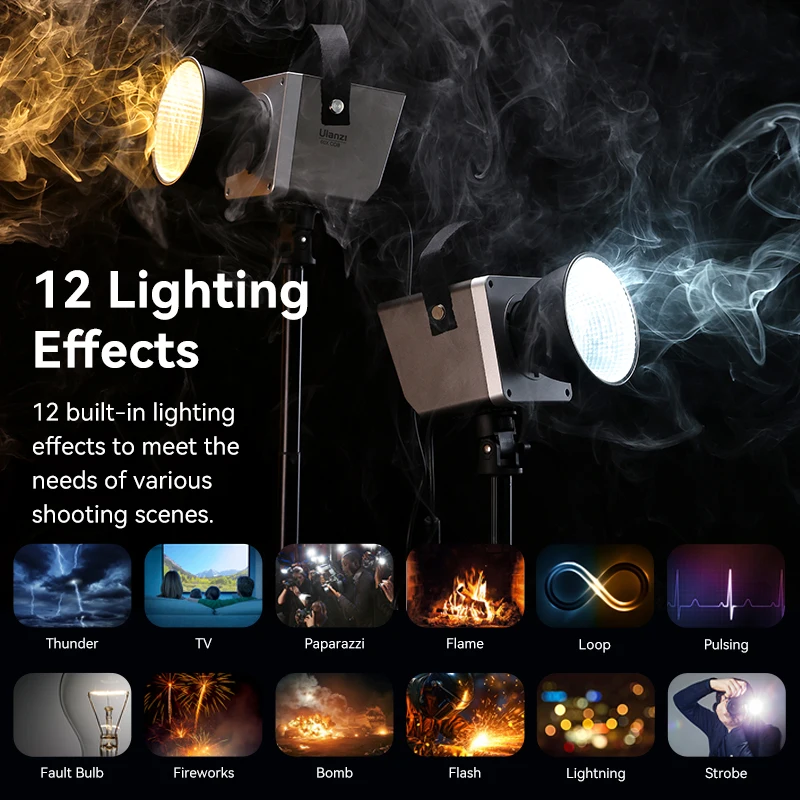 Ulanzi LT005 60W COB Video Light 2700-6500K Photography Bi-Color LED Light Lighting Effects for Studio Film Video Livestreaming