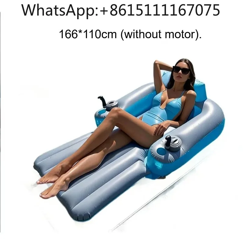 Double Inflatable Electric Lounge Chair for Adults Pool Float with Electric Thruster Pontoon Floating Boat for Lake Recreation