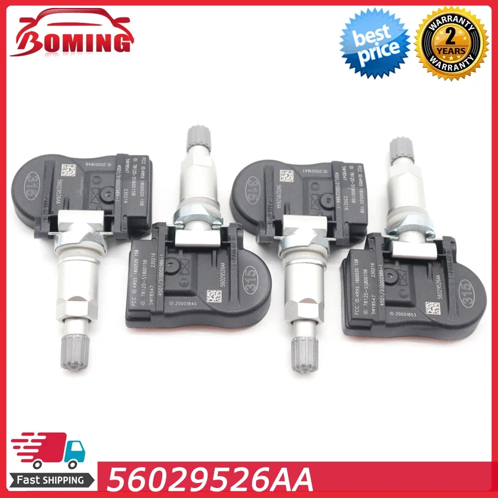 4PCS 56029526AA NEW TPMS Tire Pressure Monitoring Sensor For CHRYSLER 300 SEBRING RAM DODGE CHARGER JEEP GRAND CHEROKEE 315MHz