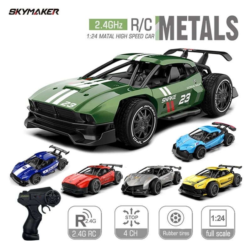 RC Metal Car Toys 1/24 2.4G High Speed Remote Control Mini Scale Model Vehicle Electric Metal RC Car Toys for Boys Children Gift