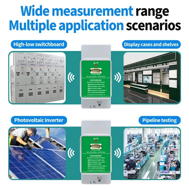 PZIOT-E02 AC Single Phase Din Rail Meter Wifi Energy Power Meter Electric Wattmeter Tasmota Esphome For Home Assistant