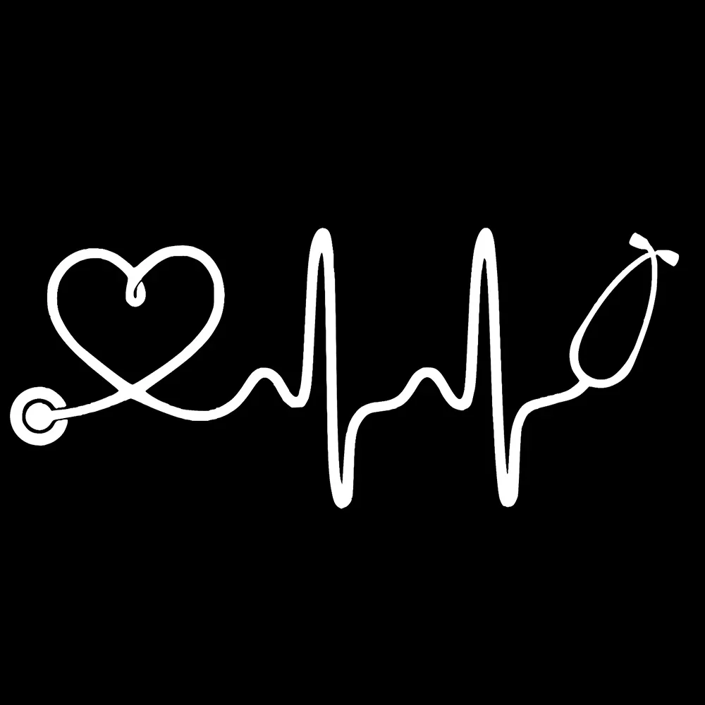 Car Sticker Personalized Nurse Stethoscope Heartbeat Vinyl Sticker Car Rear Window Body Decoration Decals Waterproof ,15cm*6cm