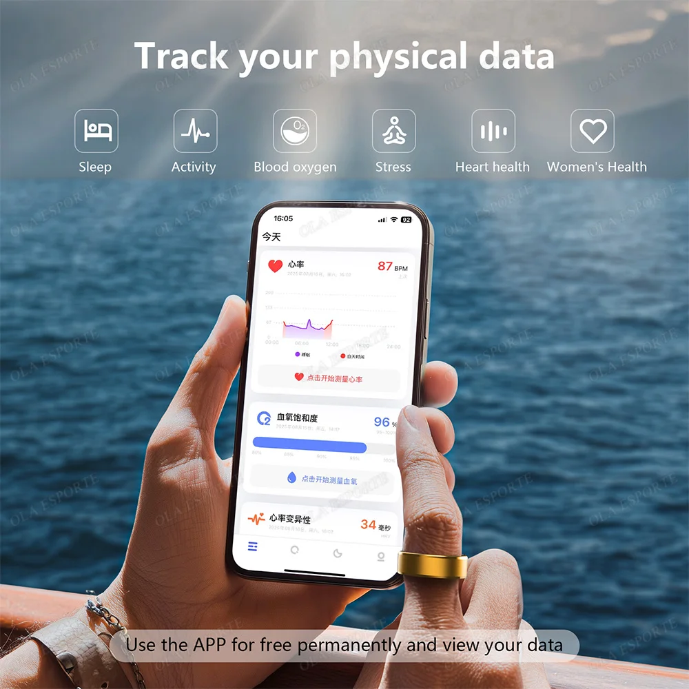 حلقة ذكية معدل ضربات القلب الأكسجين في الدم مراقبة النوم خطوة العد تتبع النشاط المشترك IP68 مقاوم للماء خواتم رياضية الرجال النساء
