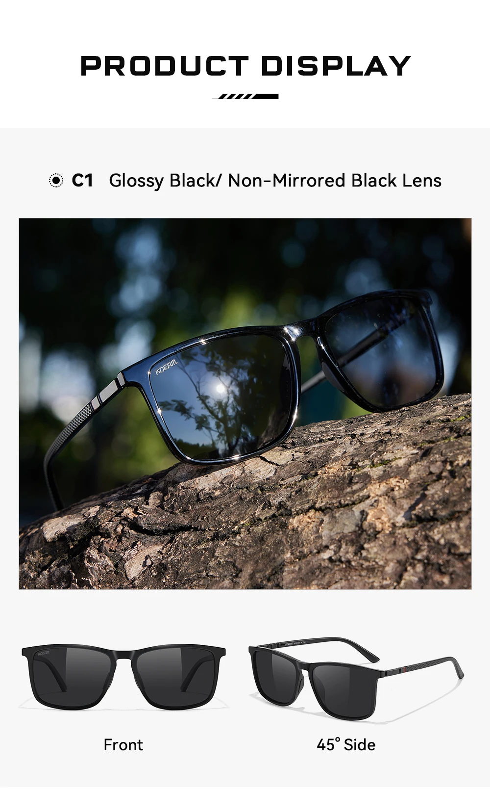 KDEAM Polarisierte Herren-Sonnenbrille, große Größe, mit photochromen Gläsern, übergroße Sonnenbrille zum Angeln, 157 mm Breite, inklusive Etui – Detail 4