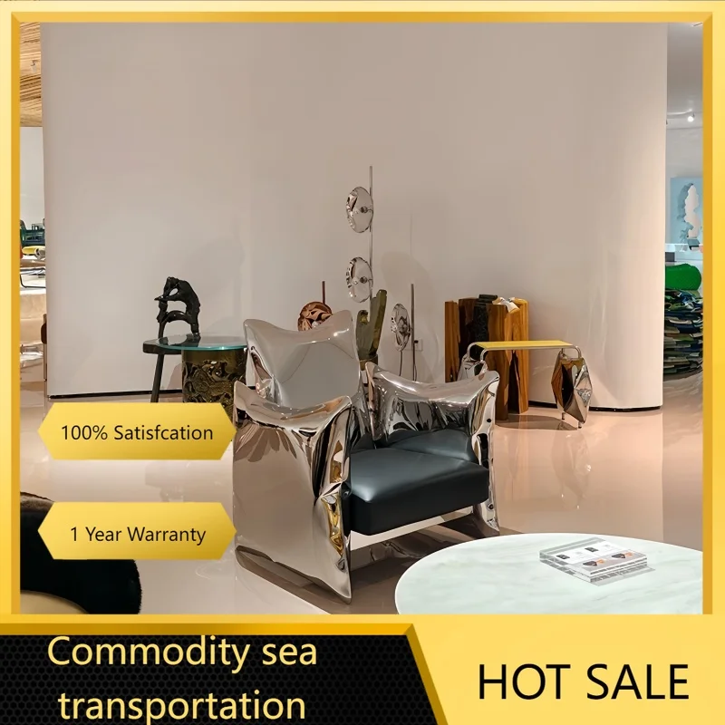Original stainless steel single sofa chair living room art sense hotel villa negotiation chair