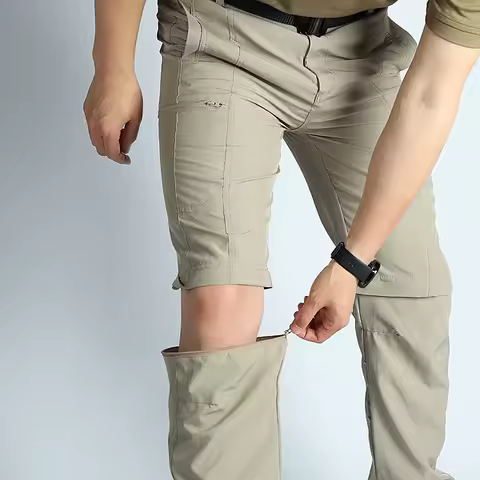 2-in-1 Men's Hiking Pants Men Zip Off Lightweight Waterproof Quick Dry Outdoor Fishing Travel Safari Camping Detachable Trouser