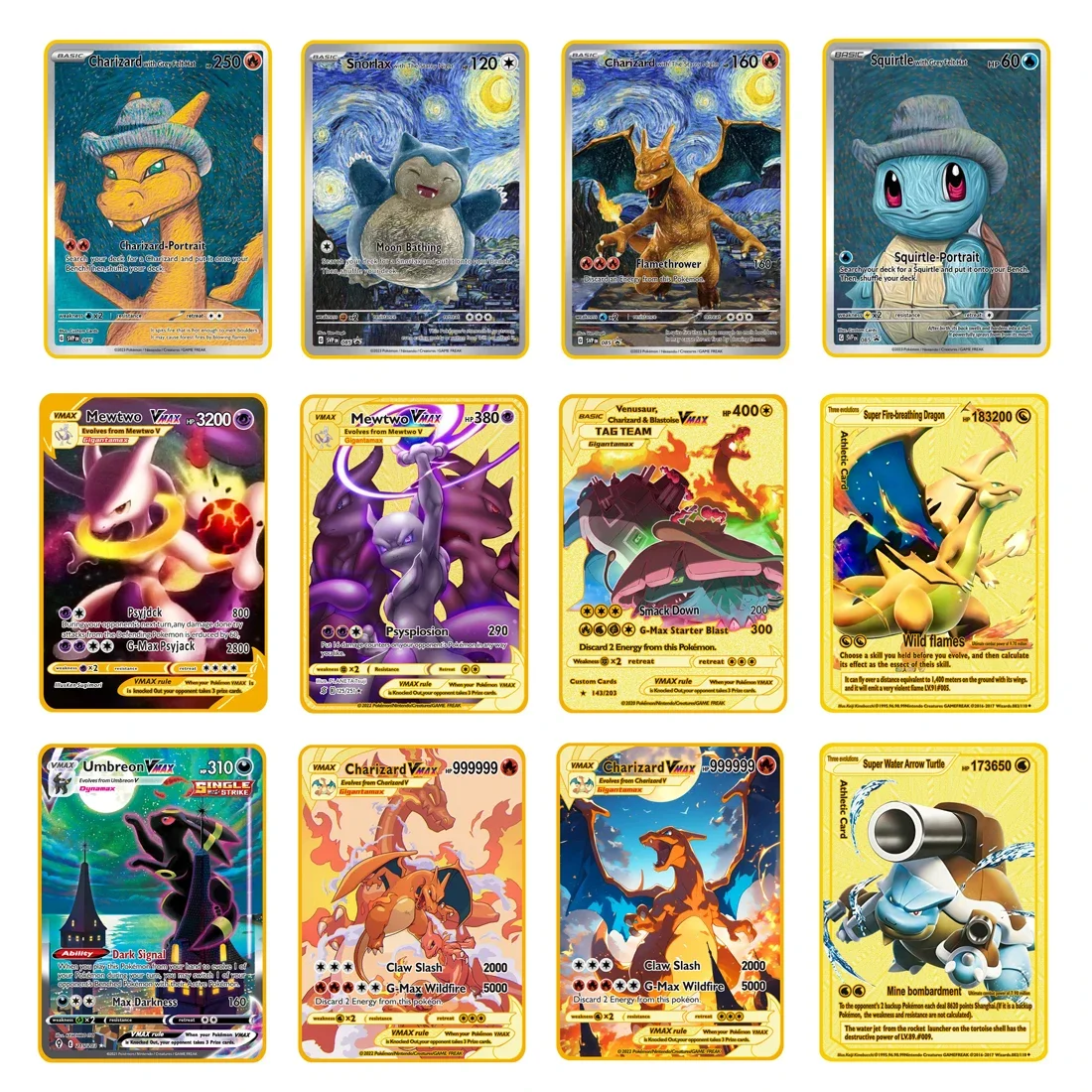 2026 New  Metal Card 10000 Points Arceus Charizard Super Card Golden English Mewtwo Vmax GX EX Christmas gifts