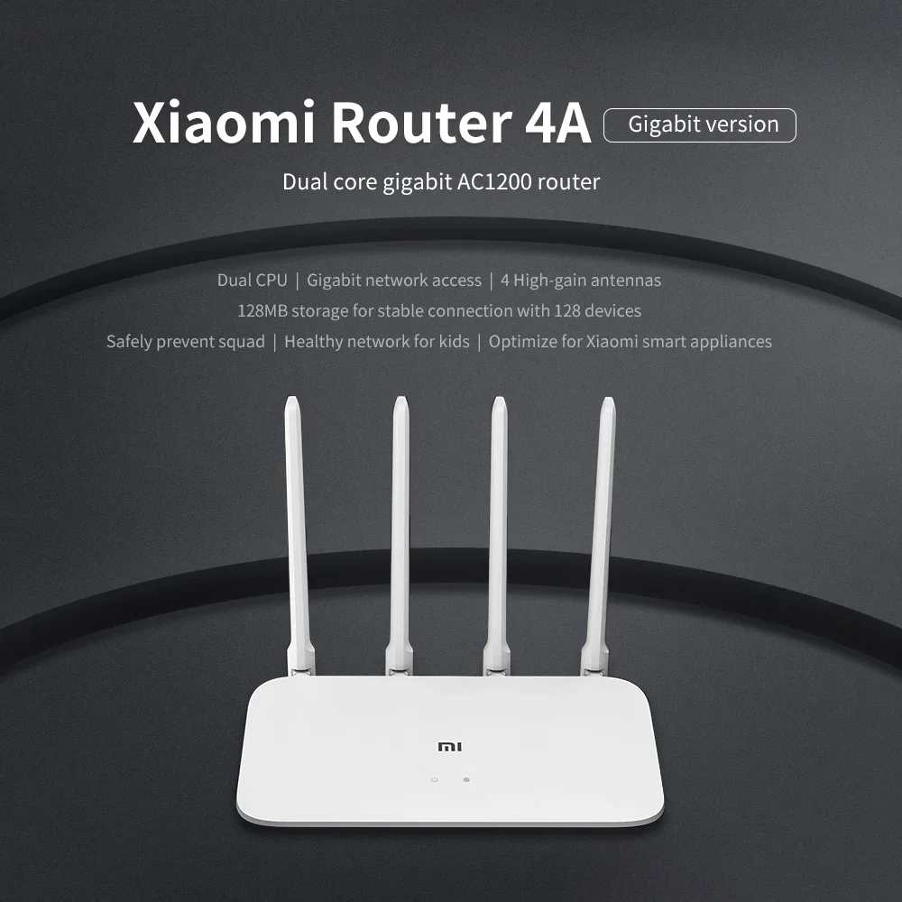 Xiaomi Router 4A Gigabit Version Network Ports 2.4/5 GHz 128MB Repeater External Signal Amplifier Mi Home APP Parental Control