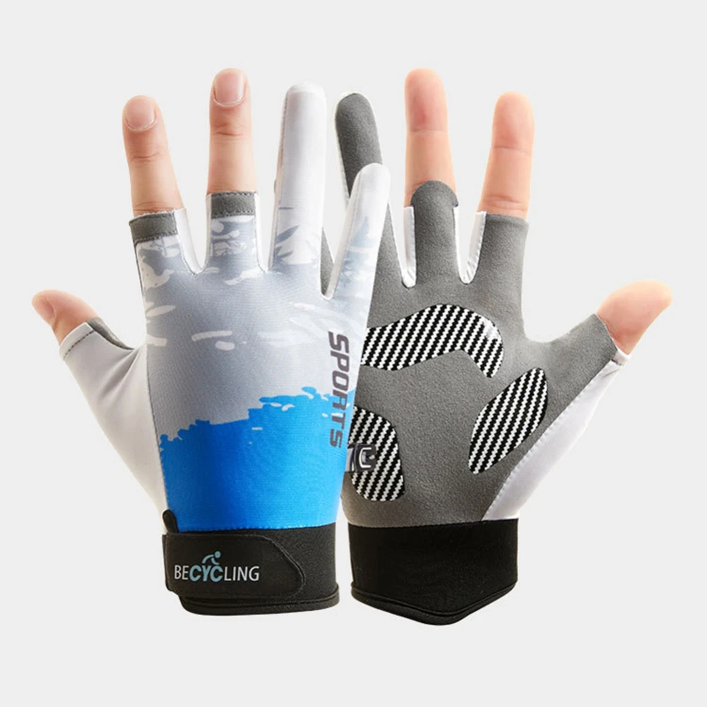 Professional UV Fishing Gloves Waterproof Three-finger Gloves Anti-slip Breathable High Elastic Men Cycling Gloves Sports Mitten