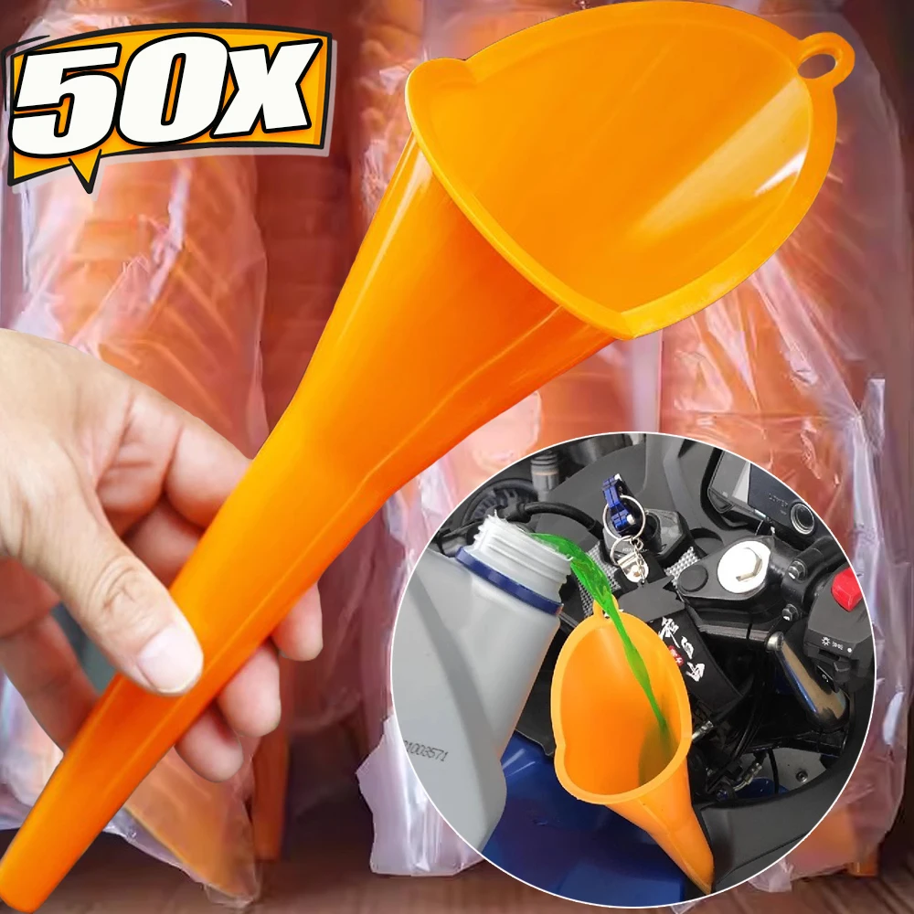 

50PCS Car Long Stem Funnel Gasoline Oil Fuel Filling Tools Anti-splash Plastic Oil Funnel Motorcycle Refueling Tools Auto Tool